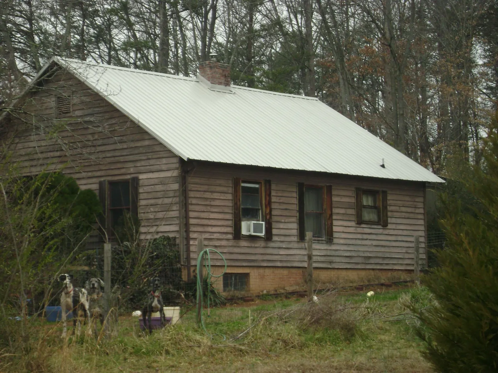 White metal roof on an old wood sided farmhouse, from a Asphalt Shingle Roof Repair job in Grenloch